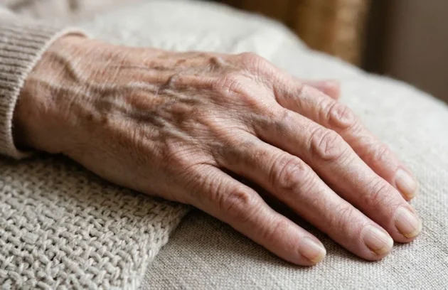 Dorso de la mano con piel fina, venas y tendones marcados, candidata a rejuvenecimiento con bioestimuladores de colágeno